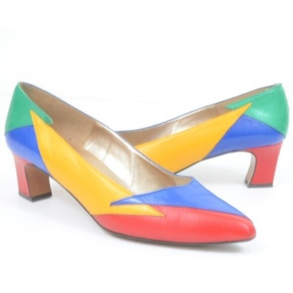 Sergio Zelcer Spanish Leather Collection Classic Pointy Toe Pumps Heels 8B - Picture 1 of 7